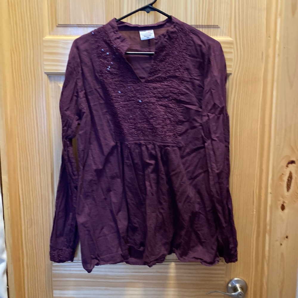 Burgundy beaded blouse